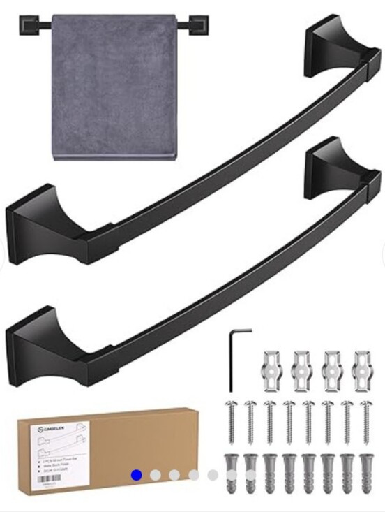 Gimbelen Other - Gimbelen 2pc MATTE BLACK Towel Bars, 2 Towel Bars 18in New Open Box.